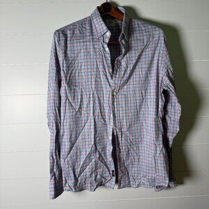 Faherty Long Sleeve Button Up Blue, Pink, White Plaid Size Large